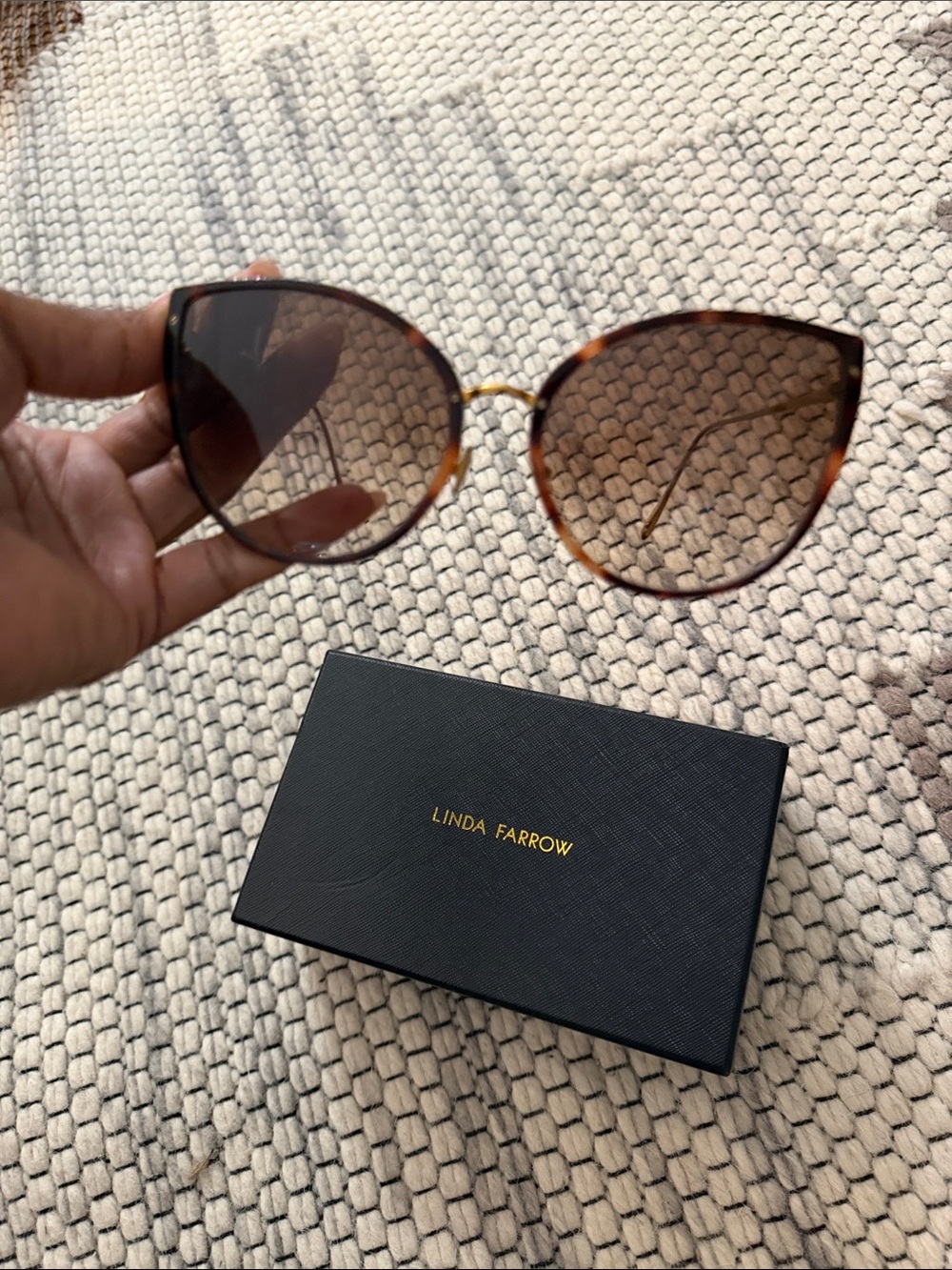 Linda Farrow Women's Tortoiseshell Cat-Eye Sunglasses - Brown Lenses